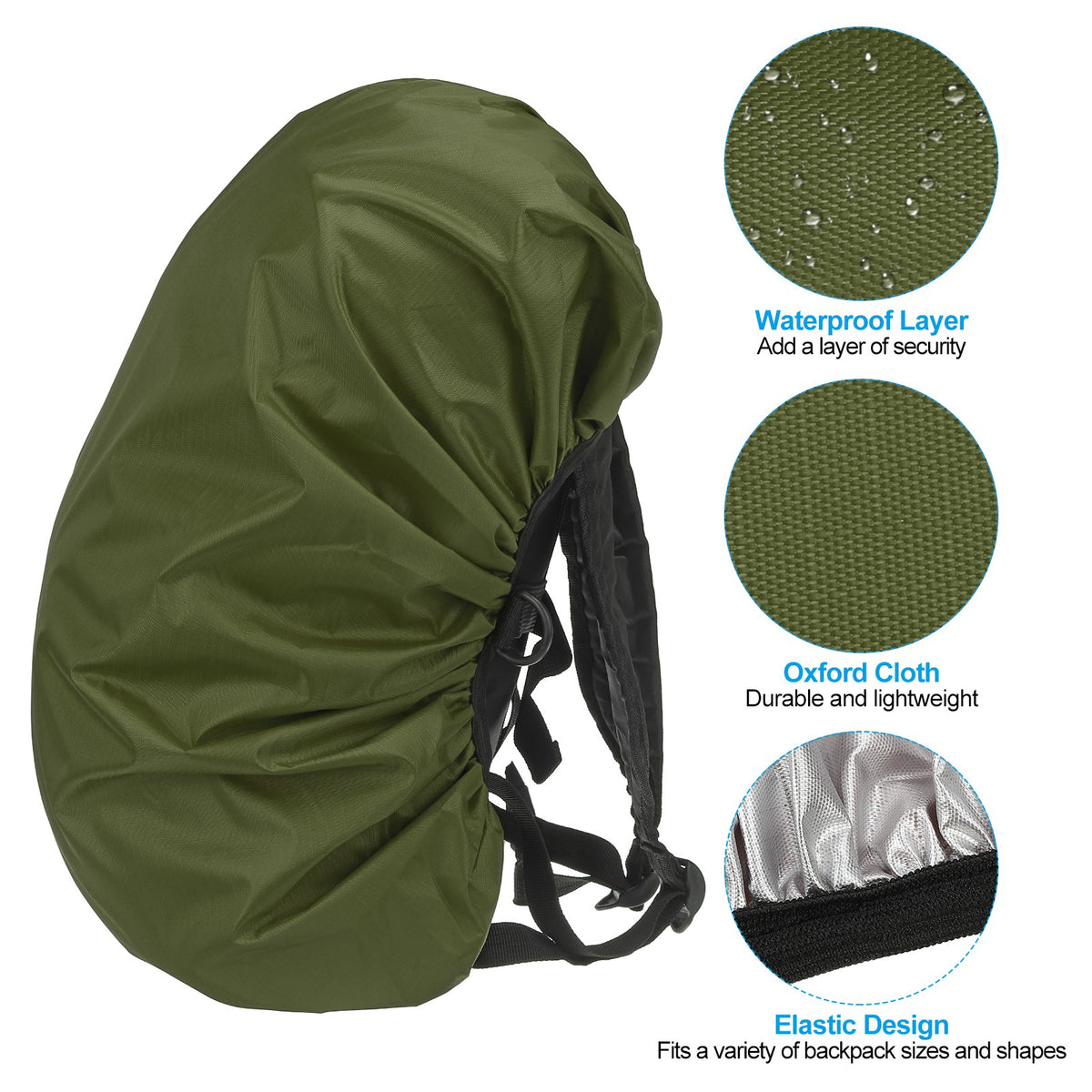45L Waterproof Backpack Rain Cover Oxford Cloth Dark Green - Hiking & Travel