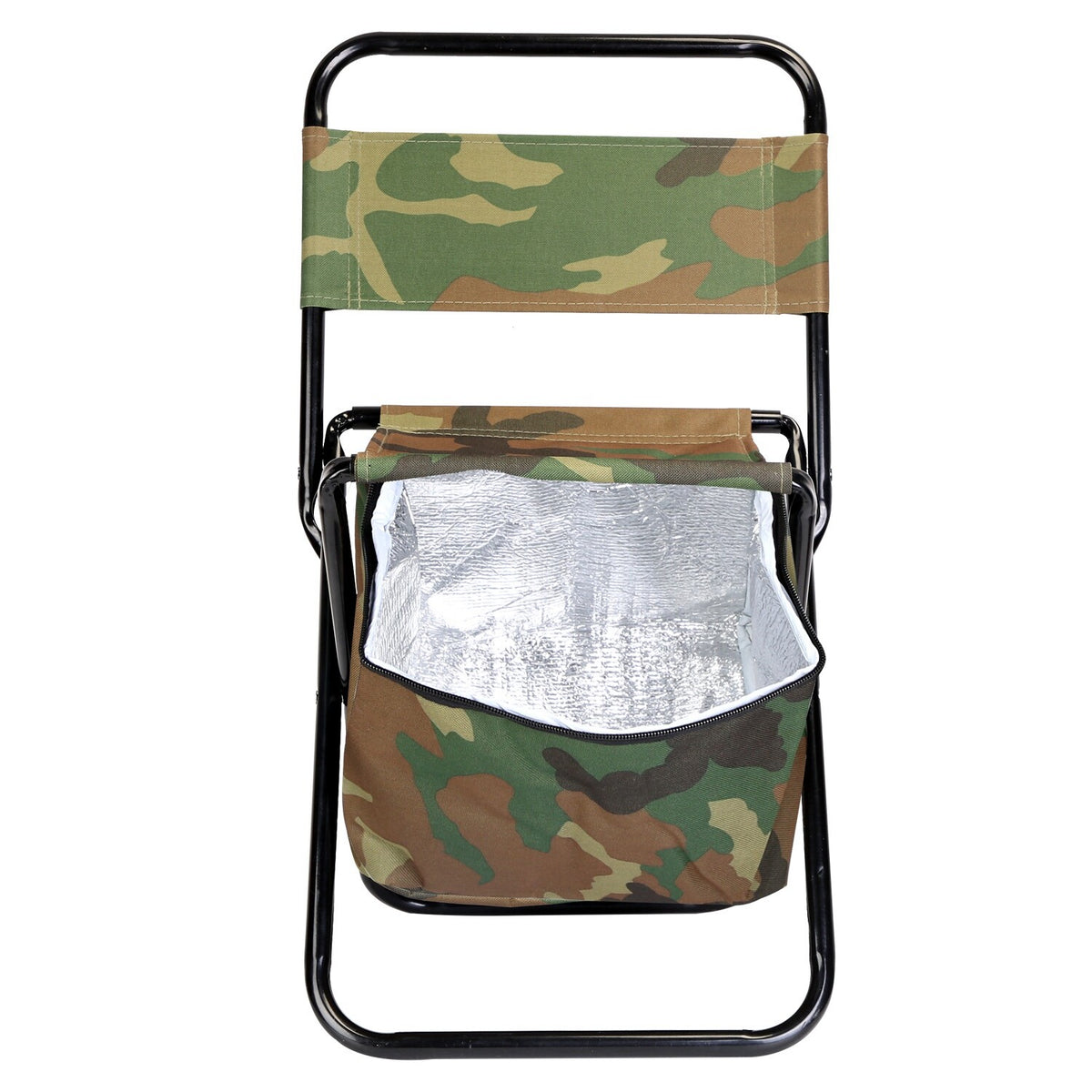 Portable Camping Chair with Cooler Bag and Backrest - Foldable Outdoor Stool