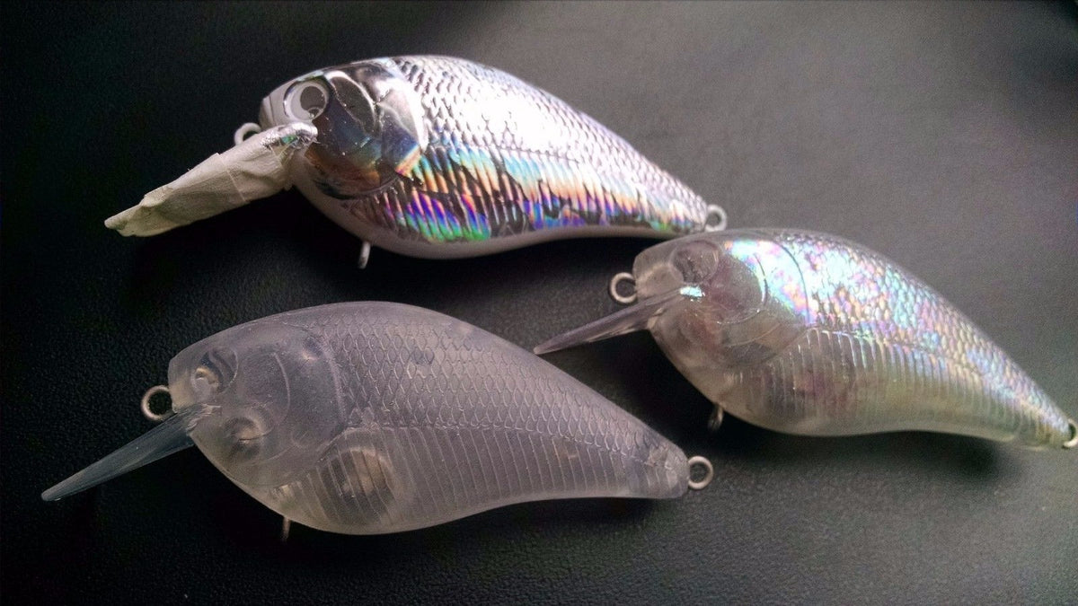 Unpainted 1.5 Square Bill Fishing Lures - Rattling, Transparent & Holographic Set