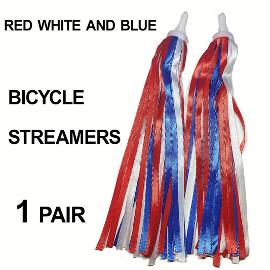 Patriotic Bicycle Handlebar Streamers - Red, White & Blue Ribbon Set
