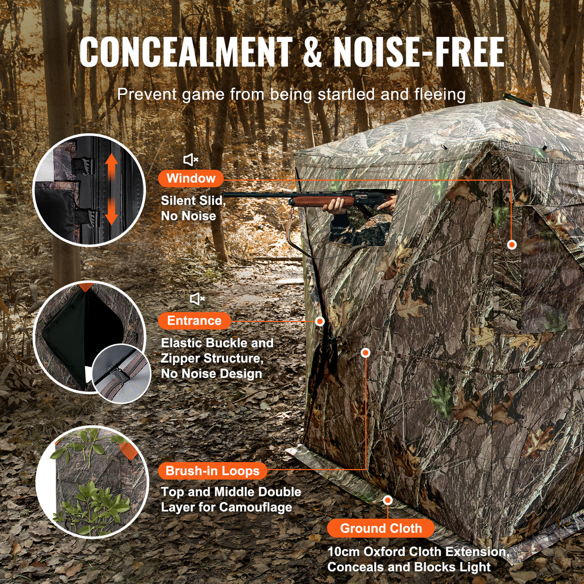 Ground Hunting Blind 270° with Mesh Windows for Deer & Duck - Weatherproof, Portable, 2-3 Person