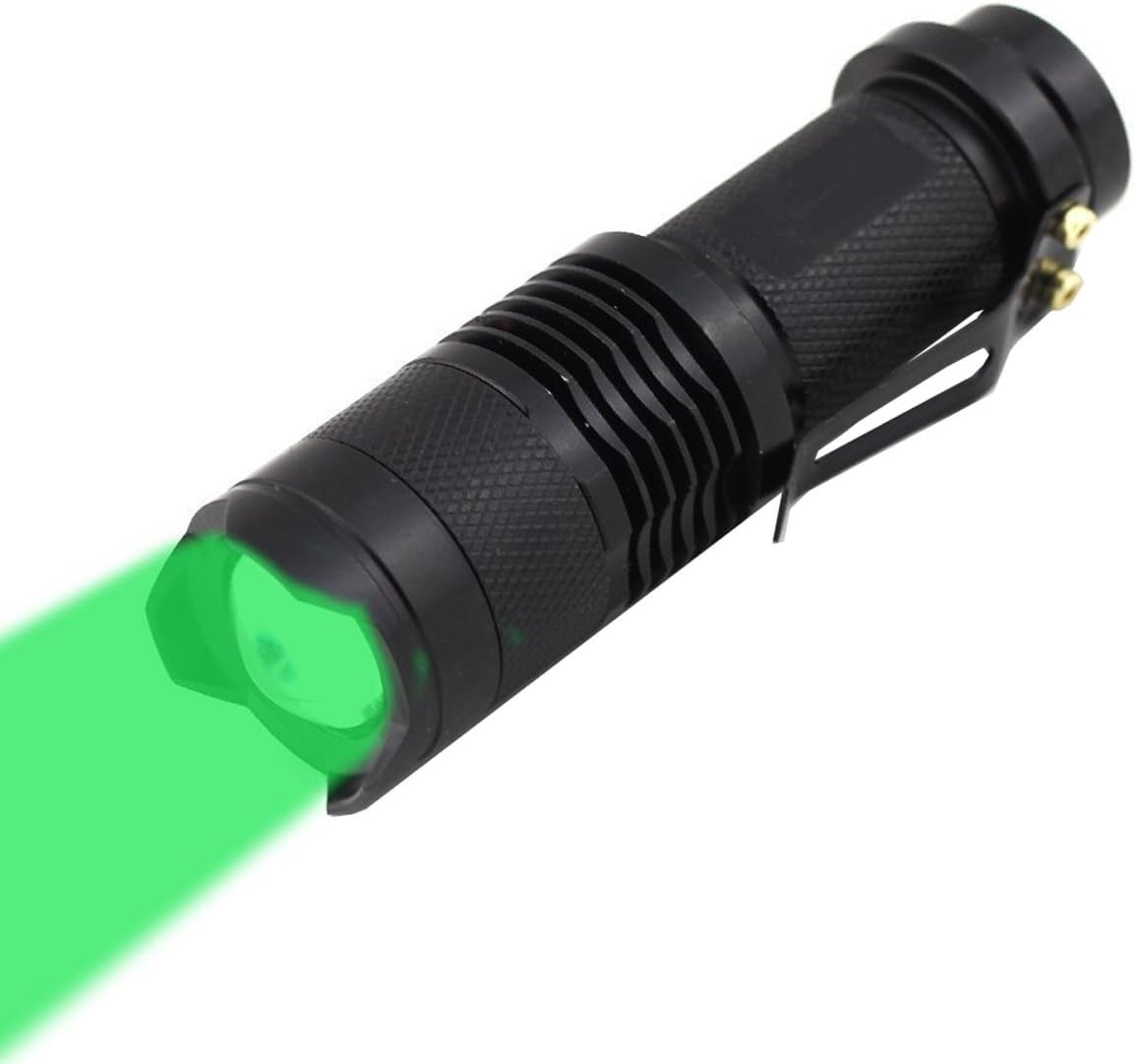 3-Mode Green LED Flashlight for Hunting Night Vision, Compact 200 Lumens