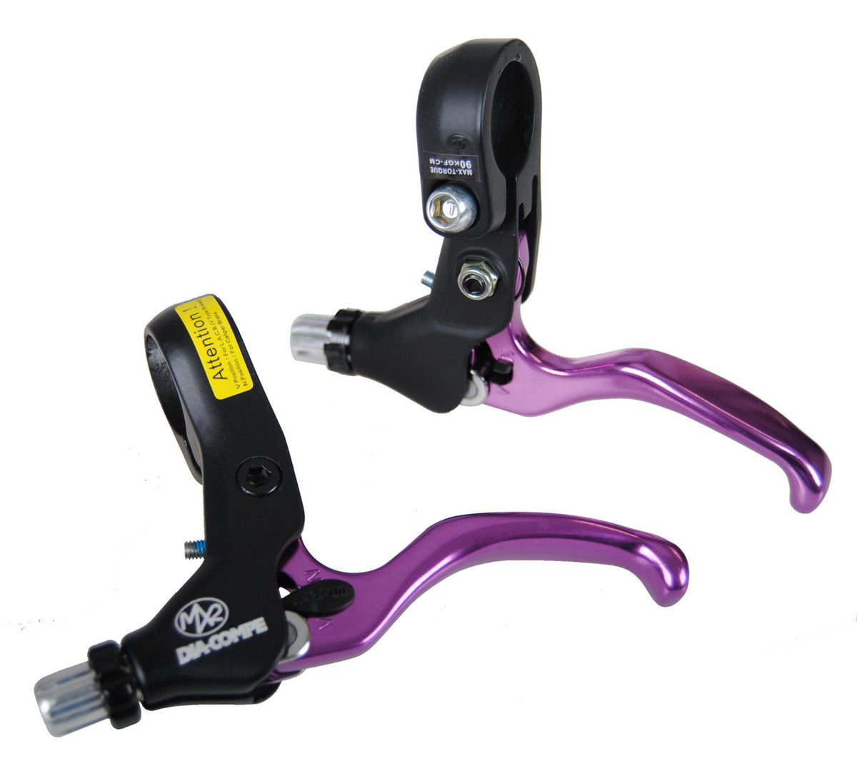 Bicycle Brake Levers Set - Left and Right Hand for BMX V-Brake & Caliper - Purple Anodized MX2