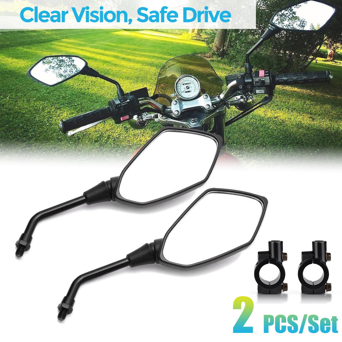 Universal 7/8" Handlebar End Rearview Mirror for Motorcycle Side View
