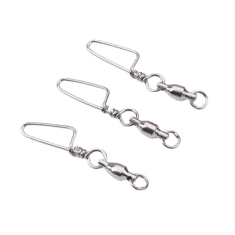 50PCS Ball Bearing Swivel with Lock Snap Fishing Tackle Connectors - Saltwater & Freshwater Use