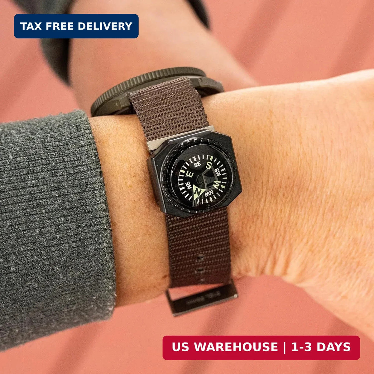 Slip-On Wrist Compass for Watch Bands and Paracord Survival Bracelets