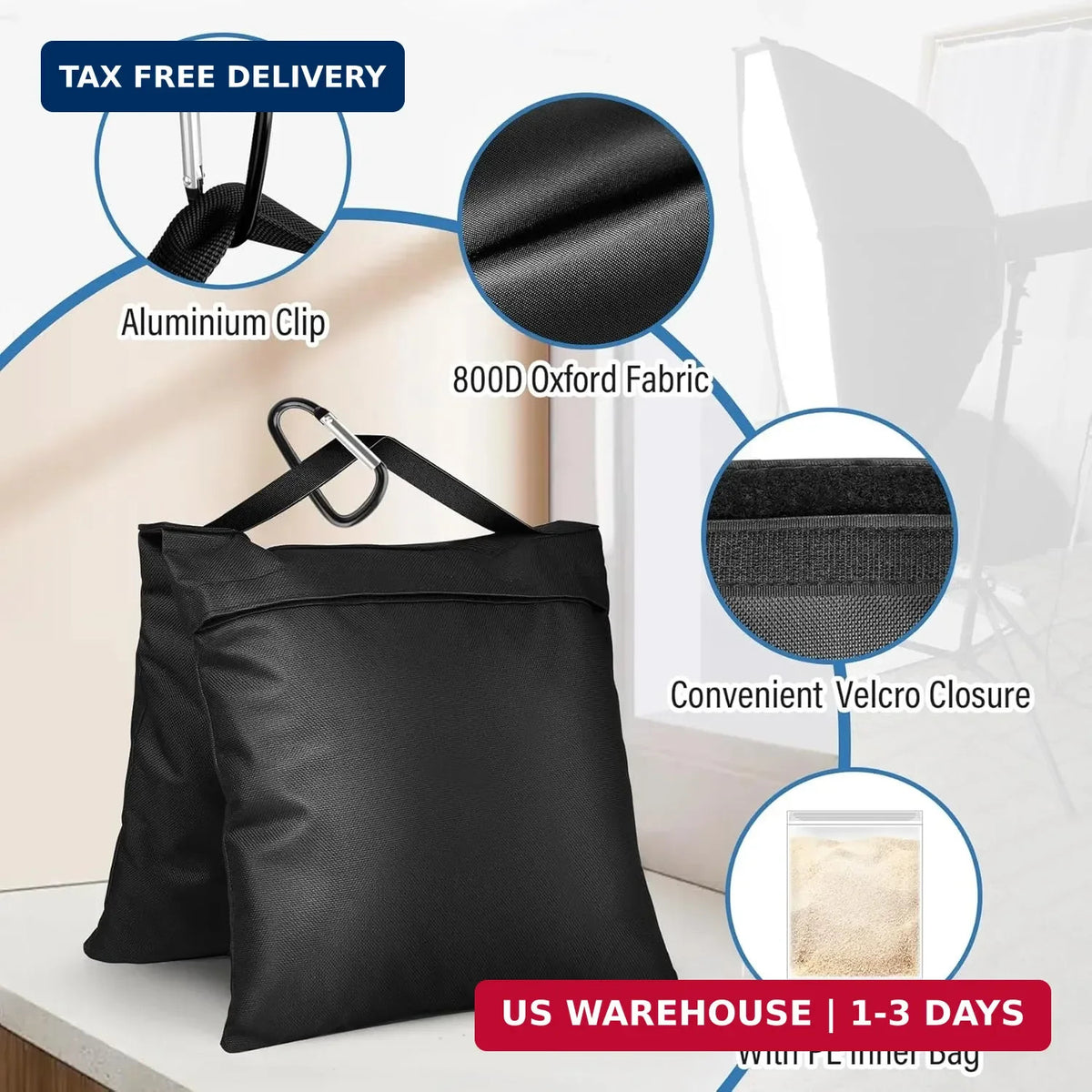 8 Pack Heavy Duty Sandbags for Photography Studio & Outdoor Stability