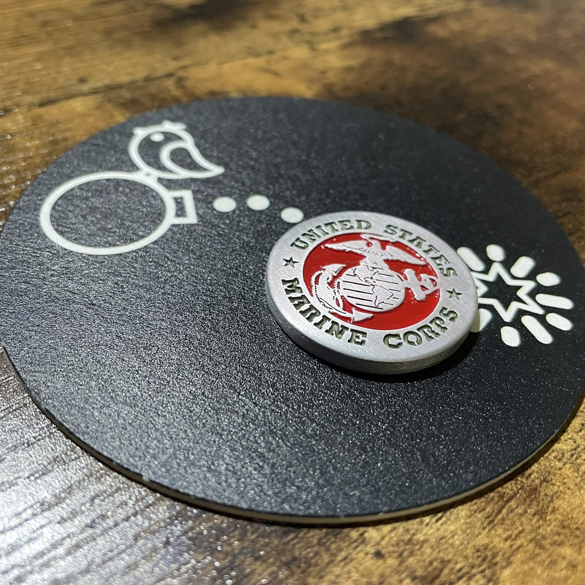 Laser Engraved Aluminum Golf Ball Marker - USMC Marine Corps Custom 1.25" Personalizable Gift