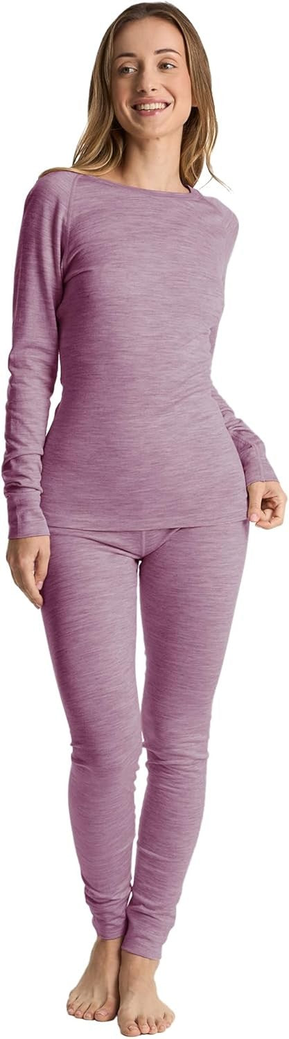 Women’s Merino Wool Base Layer Set Thermal Underwear Ski Cold Weather