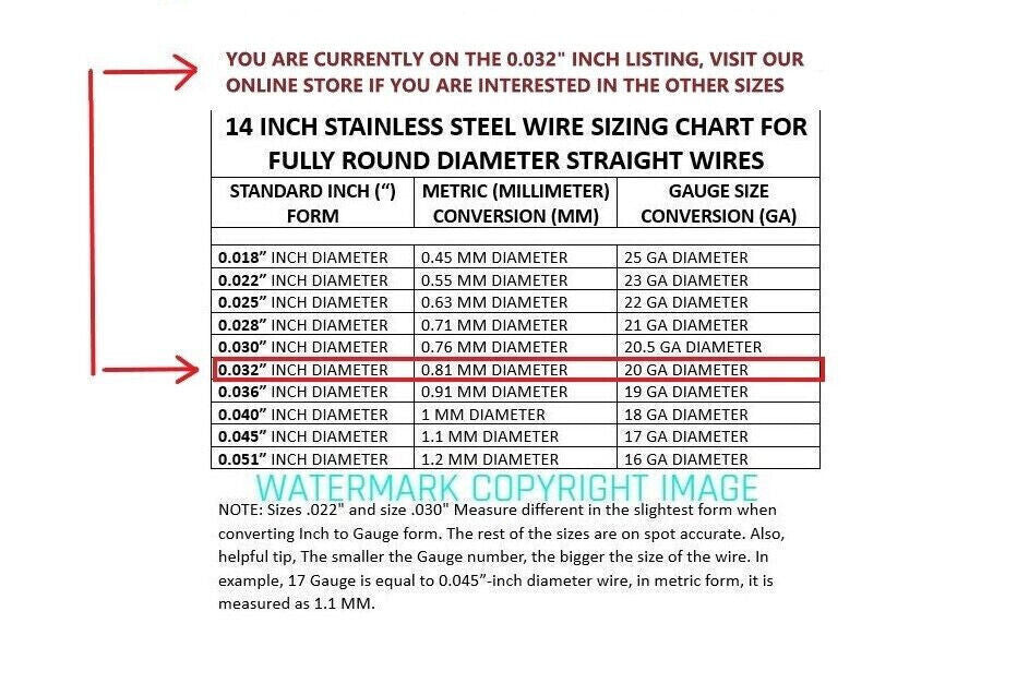 100 Pieces Stainless Steel Straight Lure Shaft Wire Form 0.032" X 14