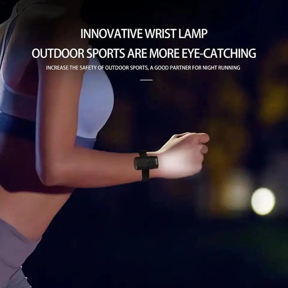 USB Rechargeable Waterproof Wrist Light with Adjustable Strap for Outdoor Activities