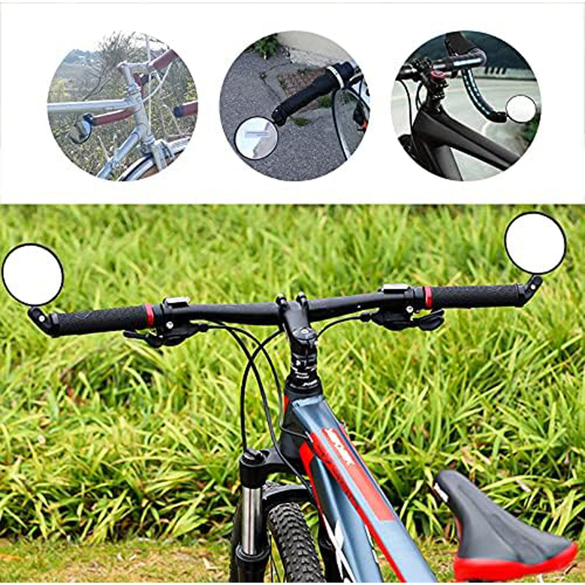Bike Mirrors 2 Pack - Adjustable Convex Handlebar Rearview Mirrors for Cycling