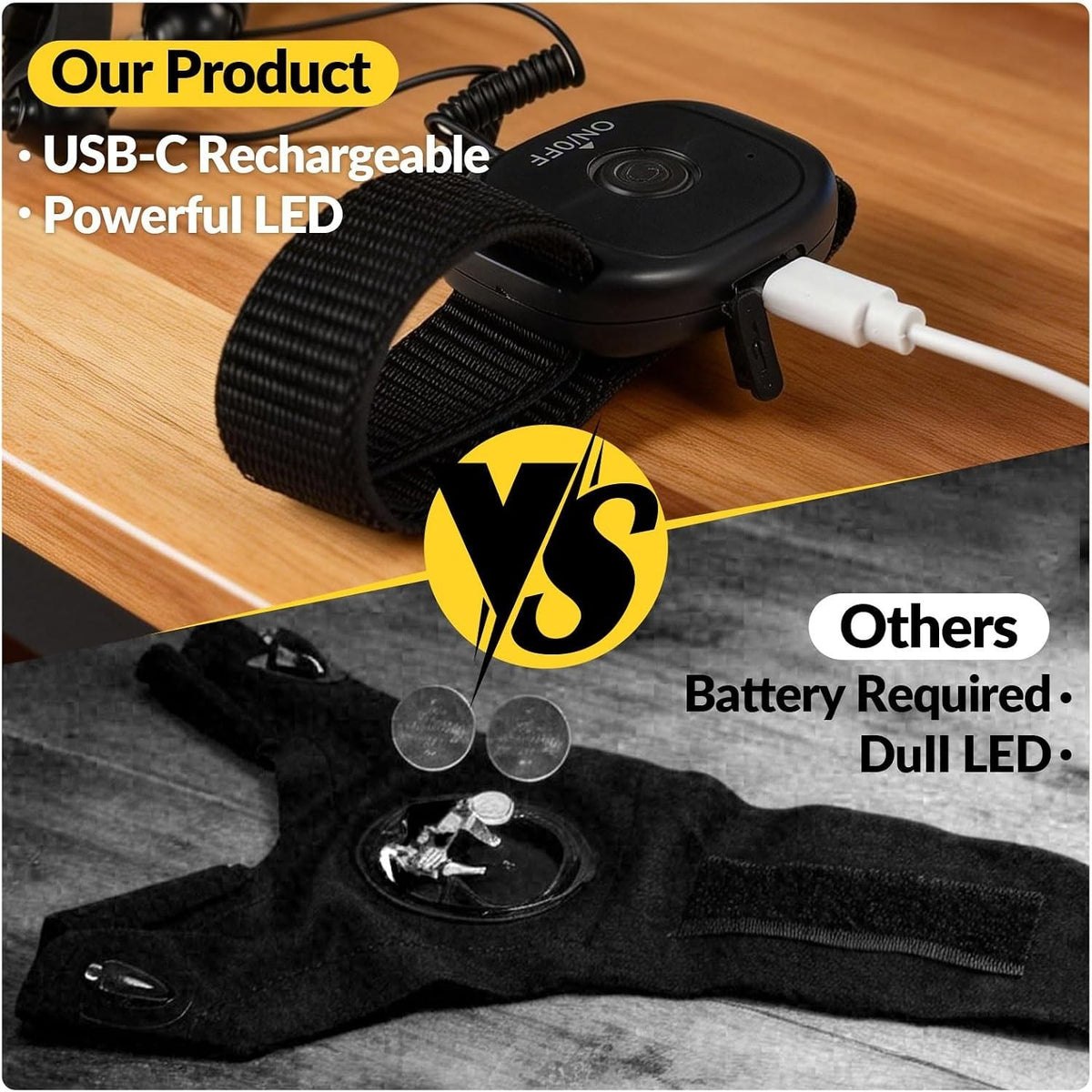 Rechargeable LED Lighted Gloves for Men Hands-Free Fingertip Flashlights