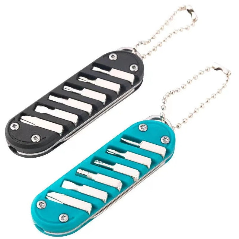 Multifunctional Folding Knife Keychain Tool with Screwdriver - Stainless Steel, Compact EDC