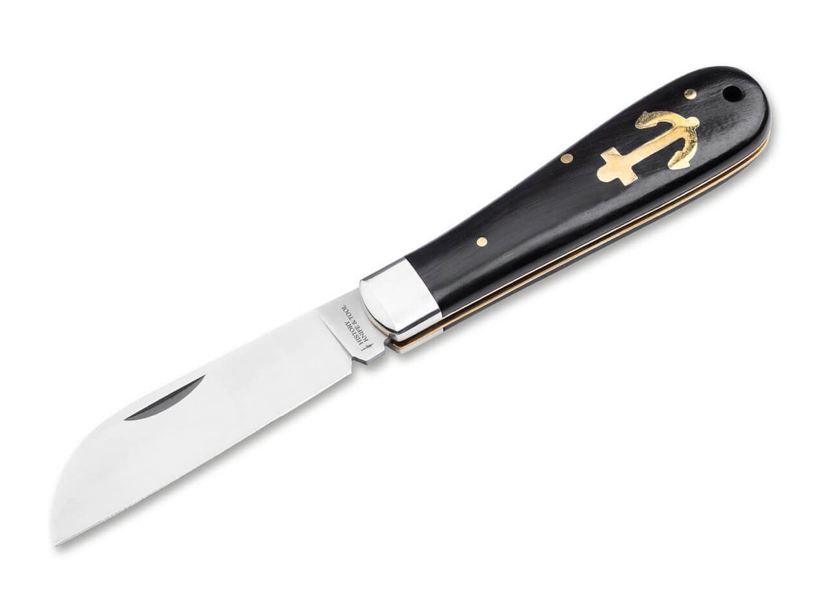 Fishing & Sailing Anchor Knife 3.15" Folding Pocket Knife with Ebony Handle