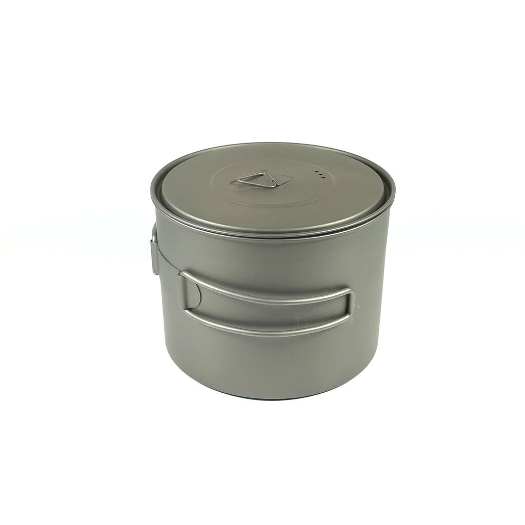 Titanium Camping Pot with Folding Handle - Lightweight Backpacking Cookware