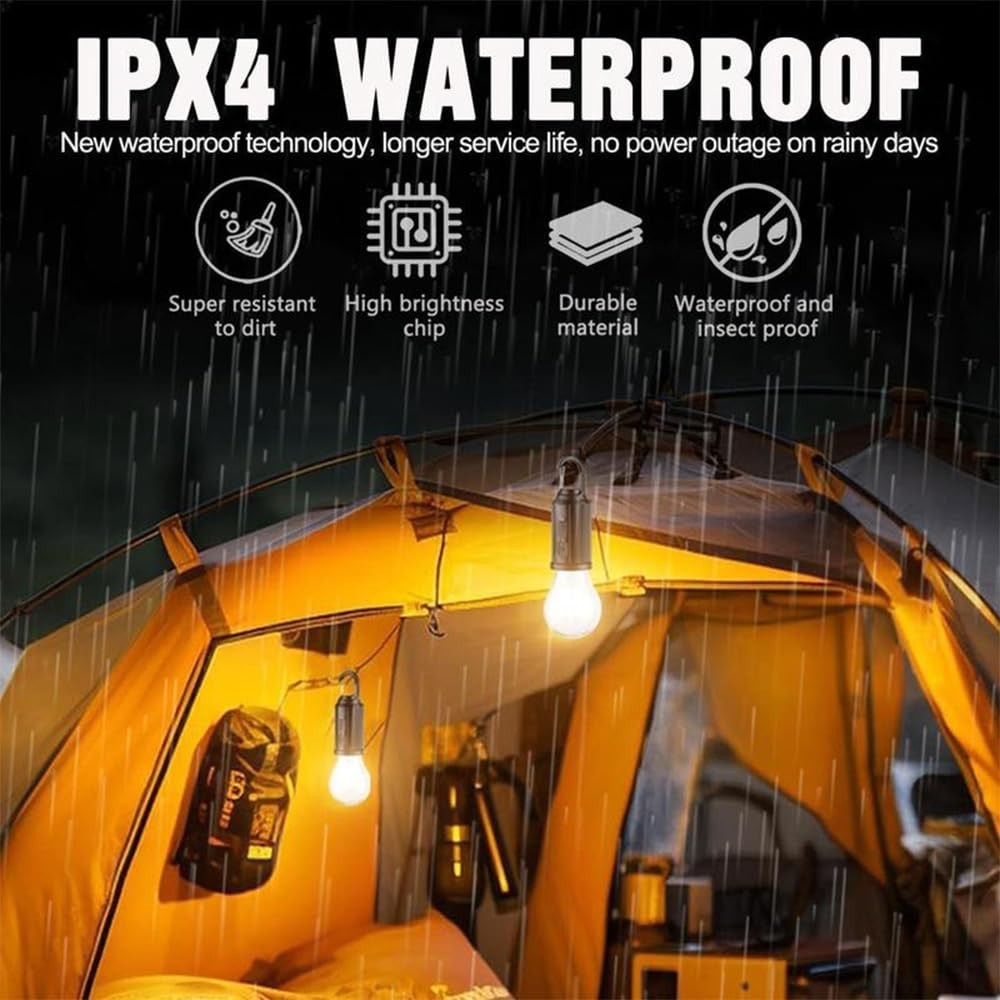 USB Rechargeable LED Tent Lights with 3 Modes for Camping Hiking Emergency