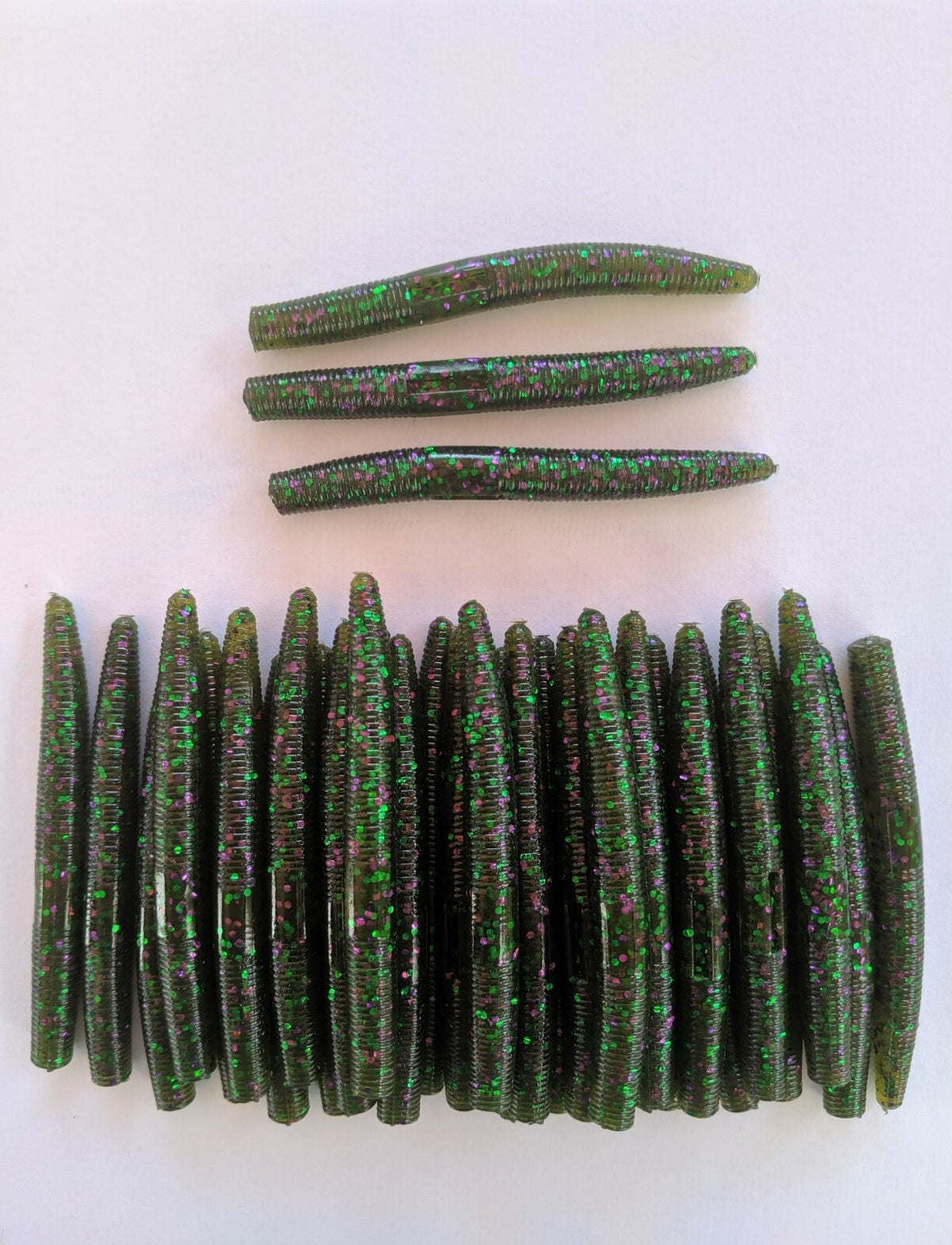50 Pack Watermelon Candy Soft Plastic Worms for Bass Fishing - Senko Style USA Made