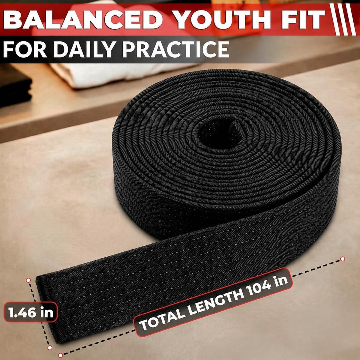 Martial Arts Belt for Women & Men - 86.6" & 104" Judo, Karate, BJJ, Taekwondo