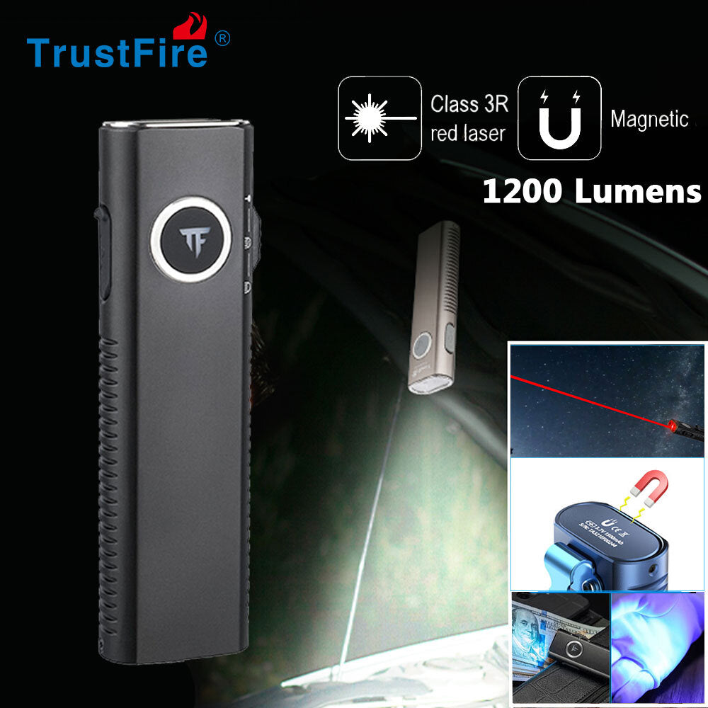 Rechargeable Mini LED Flashlight with UV Light & Laser - Waterproof
