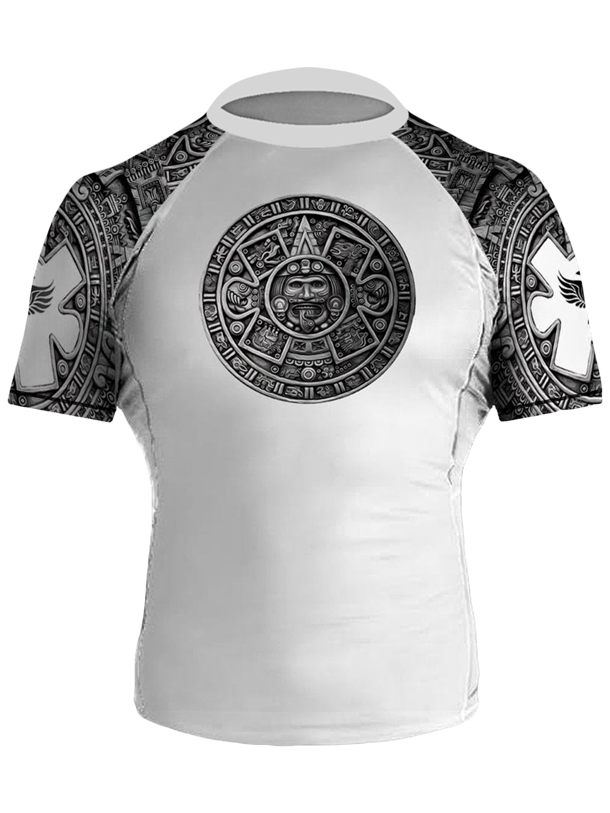 Men's Aztec Jiu Jitsu Rash Guard Short Sleeve MMA Compression Top