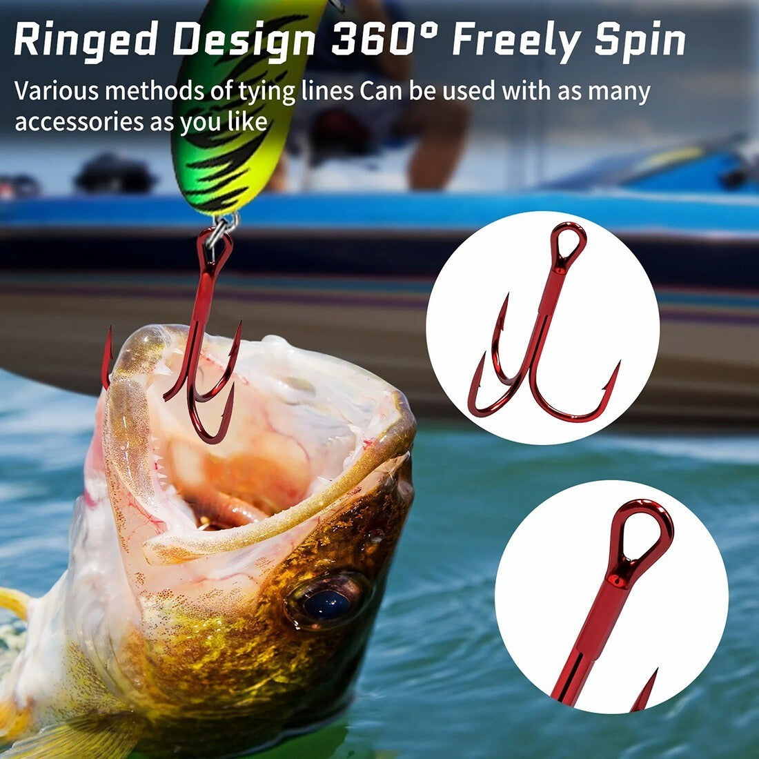 100PCS Carbon Steel Treble Fishing Hooks - Sharp & Durable