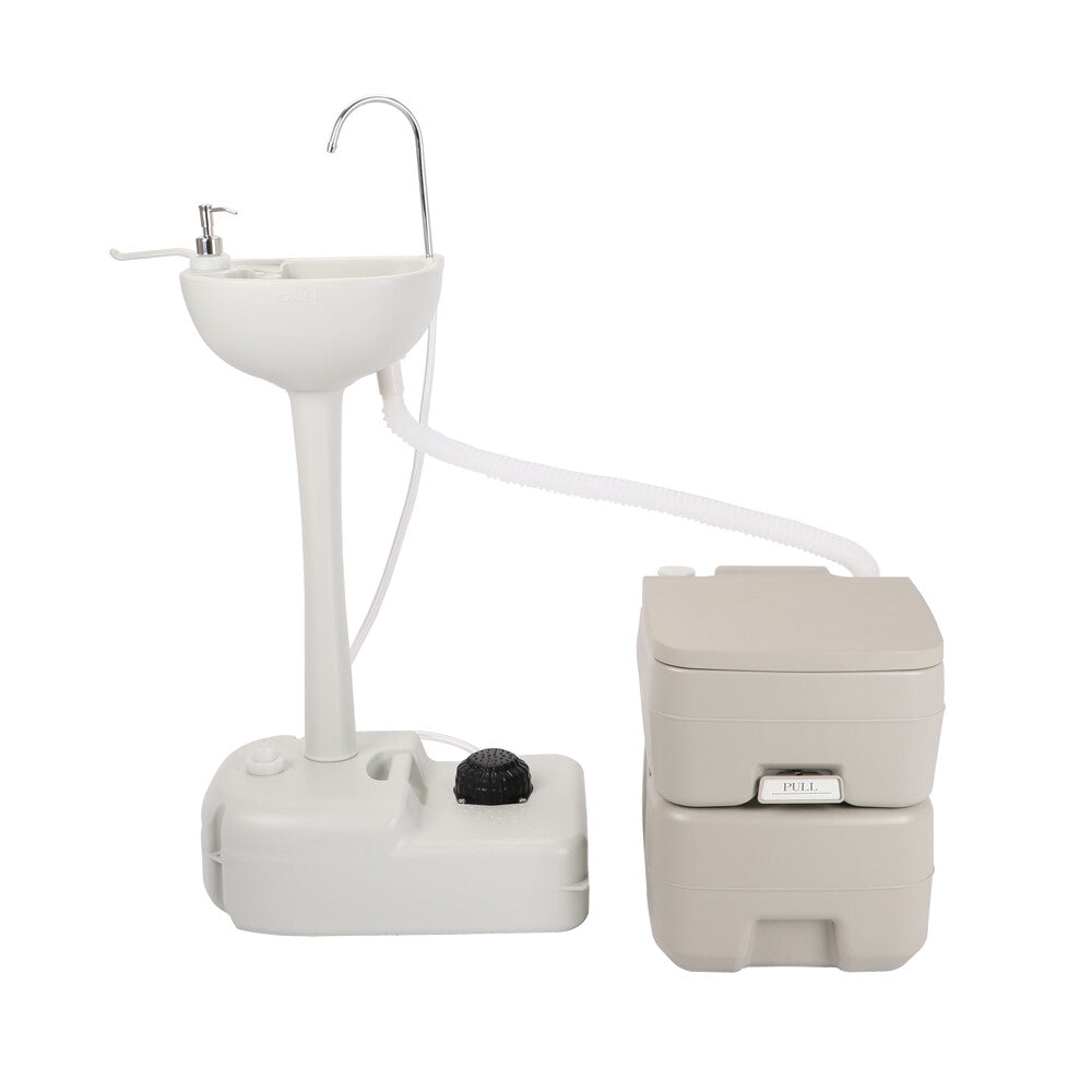 Portable Toilet with Sink and Hand Washing Station - Camping WC 20L Flush