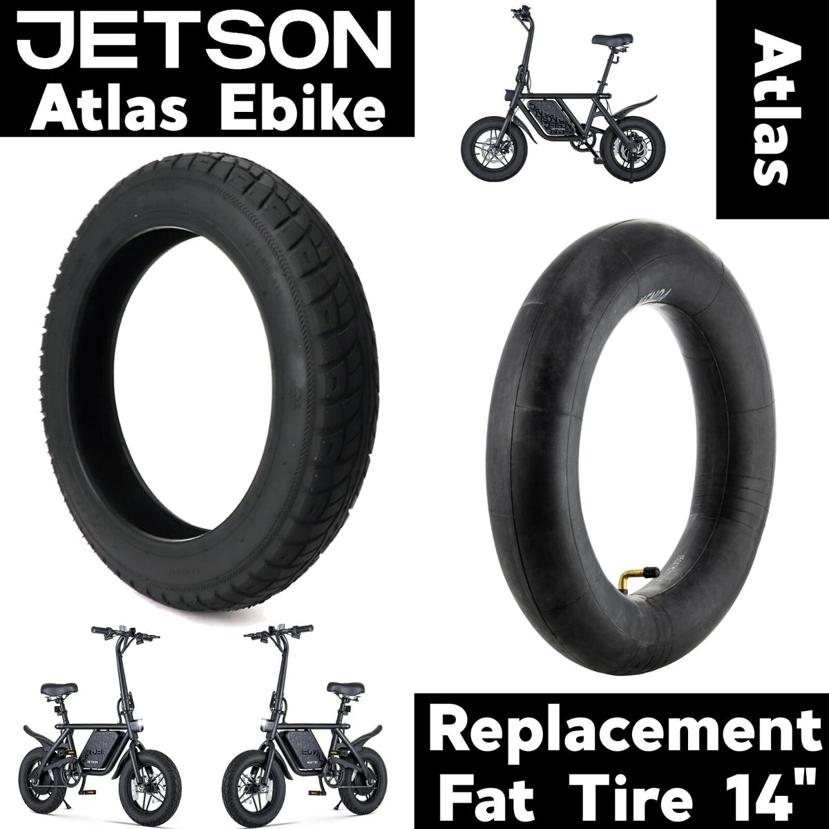 14-Inch Fat Tire Inner Tube for Jetson ATLAS eBike - Rear or Front Replacement