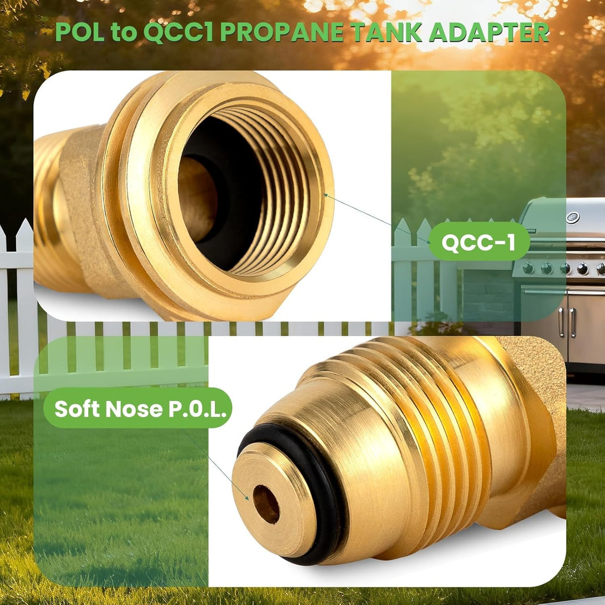 2PCS Propane Tank Adapter POL to QCC1 Fitting for 100LB LP Tanks