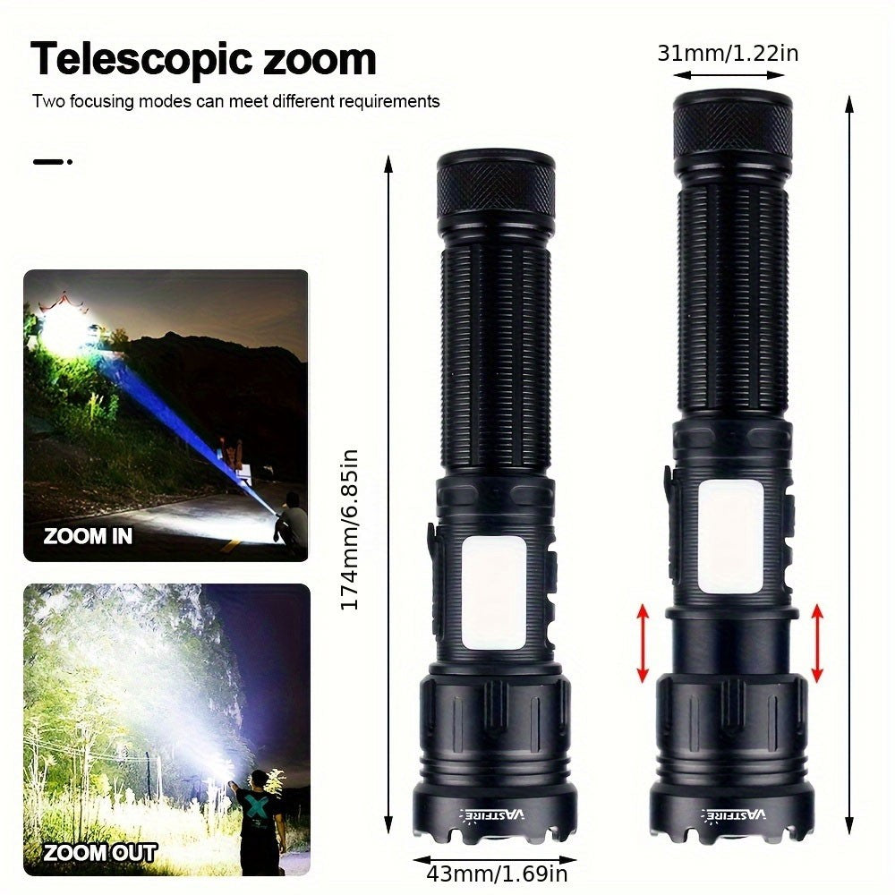 4-in-1 LED Hunting Flashlight with Zoom White Green Red Blue Light Torch for Coyote Varmint