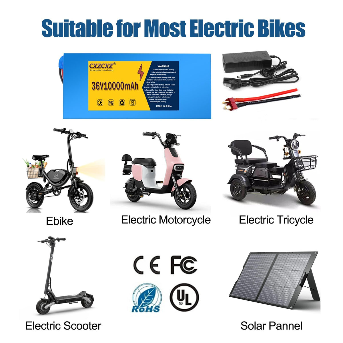36V 10Ah Lithium E-Bike Battery for Electric Bicycle Scooter 200W-500W