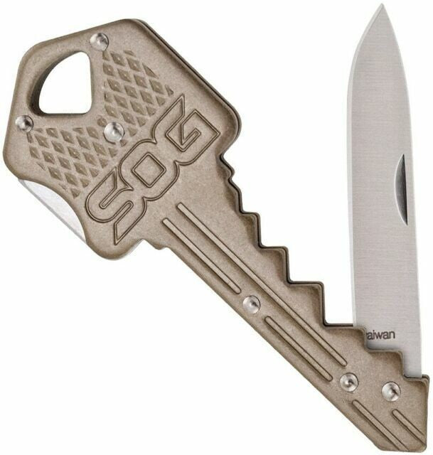 Key Shaped Folding Lock Blade Knife - Stainless Steel Pocket & Keychain Tool