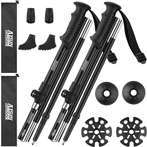 Adjustable Aluminum Trekking Poles Set - Collapsible Hiking Walking Sticks for Outdoor Adventure