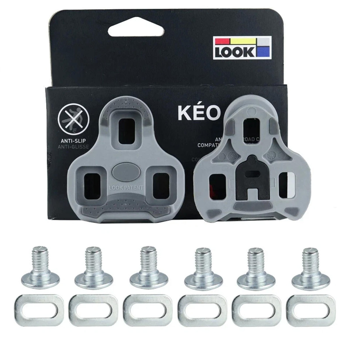 Road Bike Pedal Cleats - LOOK KEO Grip 4.5° Float Grey Anti-Slip Set