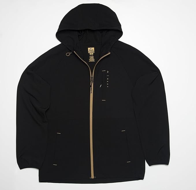 Men's Lightweight Shell Jacket with Hood - Caviar Large