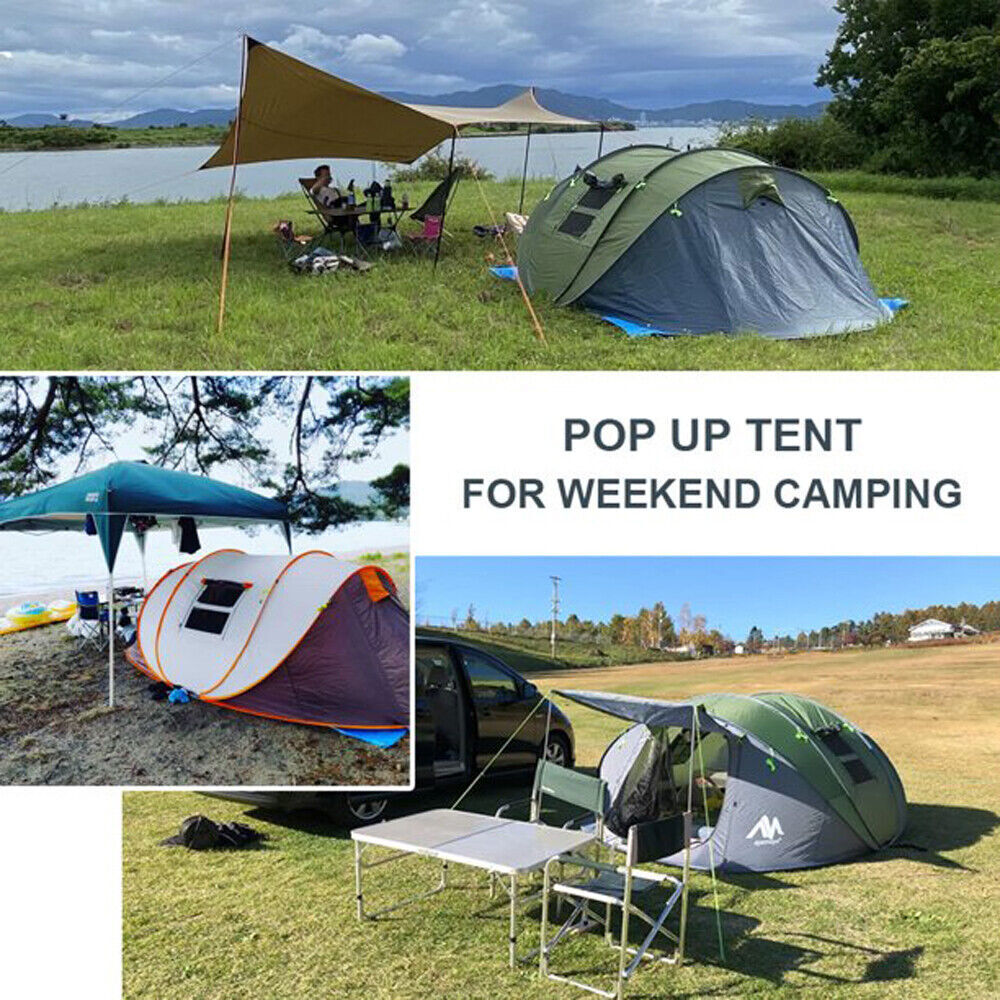 4-6 Person Waterproof Pop-Up Tent with LED Light and Camping Fan