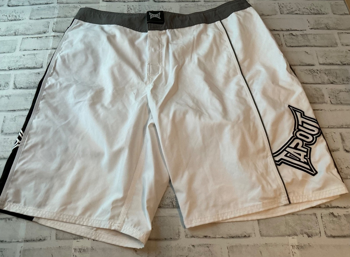 Mens Size 38 MMA Boxing Shorts - White Tapout Martial Arts Board Shorts