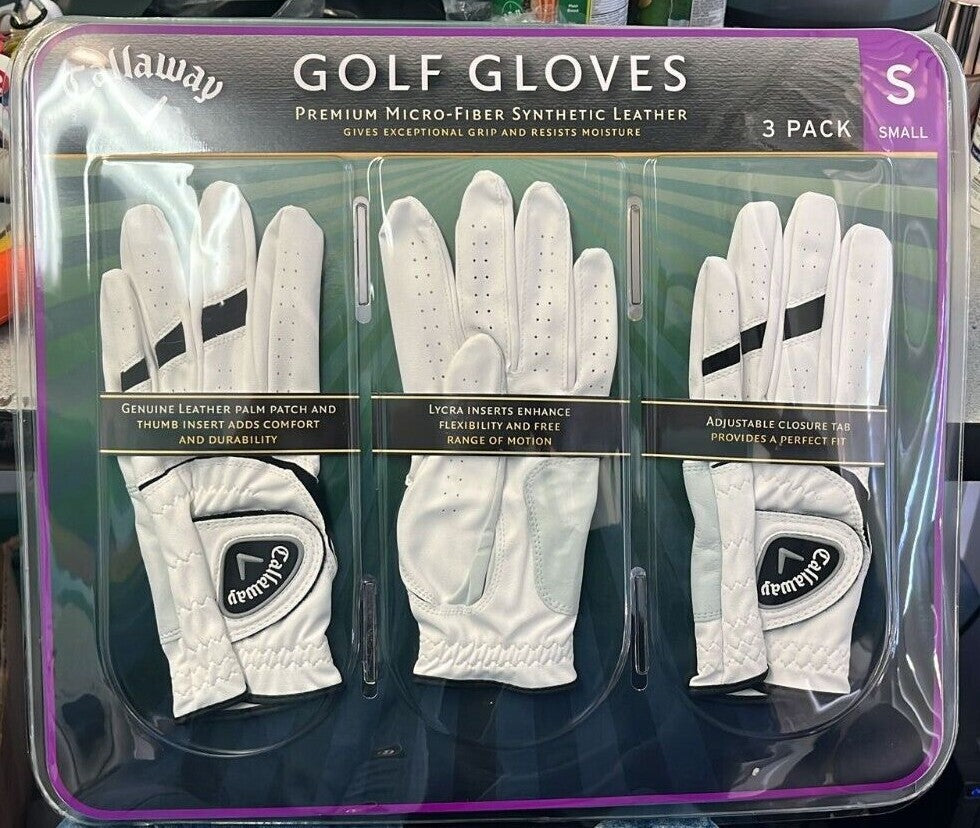 Golf Gloves 3-Pack for Men and Women - Micro-Fiber Synthetic Leather, Small