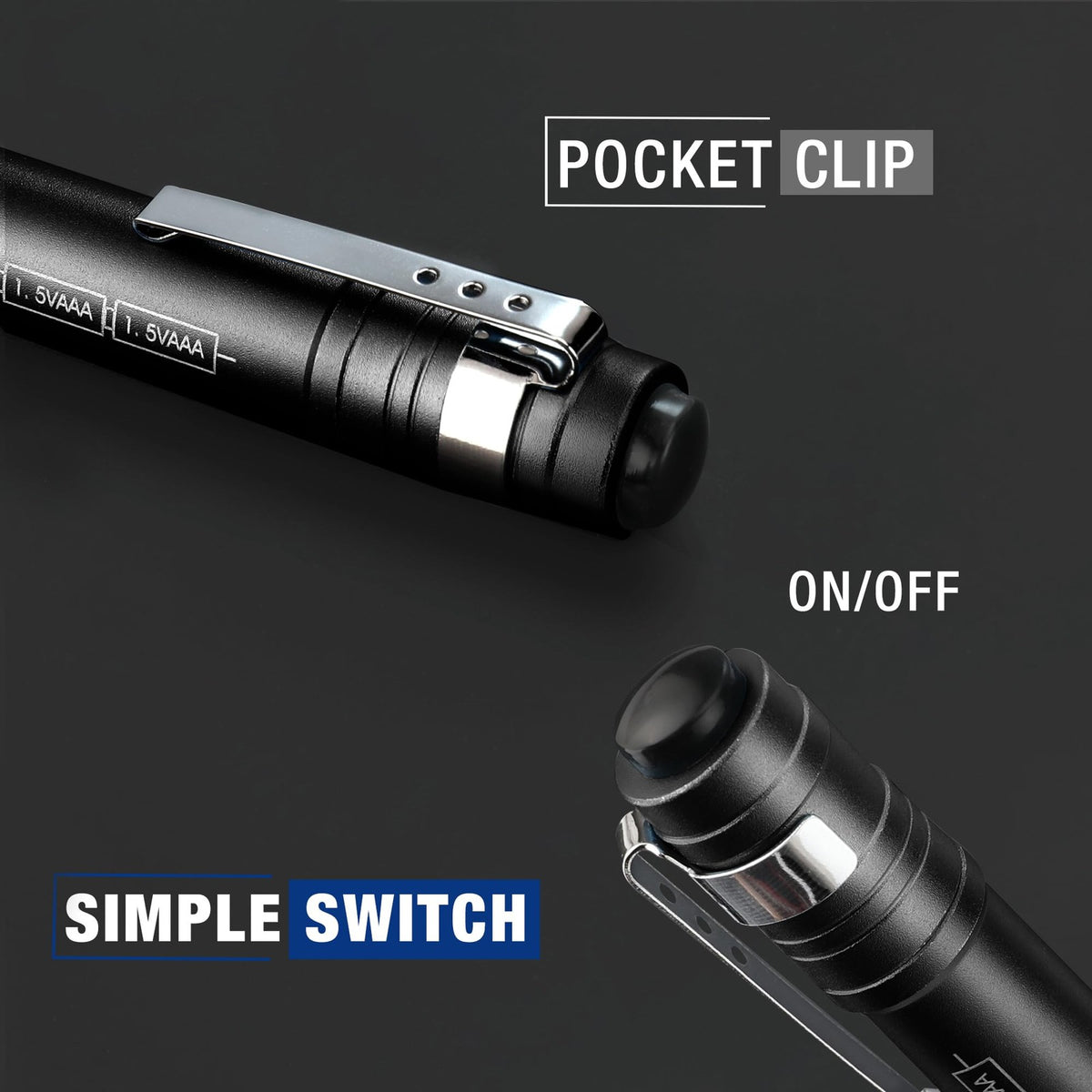 WORKPRO LED Pen Light 4 Pack Aluminum Pocket Flashlights with Clip & Rubber Switch