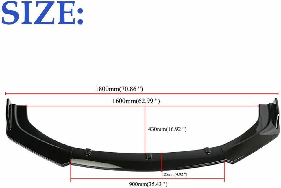 Honda Civic Front Bumper Lip Spoiler Kit 2016-2020 Gloss Black - 3 Pcs