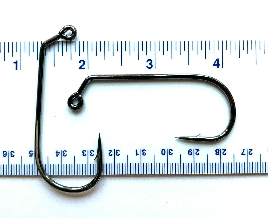 50 Strong Black Nickel Jig Hooks Size 6/0 - 60 Degree Round Bend Fishing Hooks