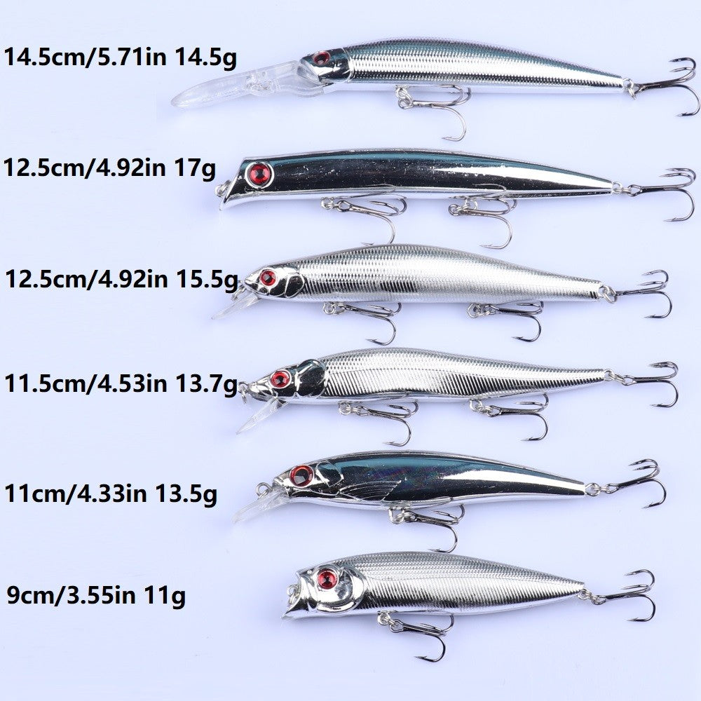 6pcs Minnow Fishing Lures Set - Artificial Bait for Freshwater & Saltwater