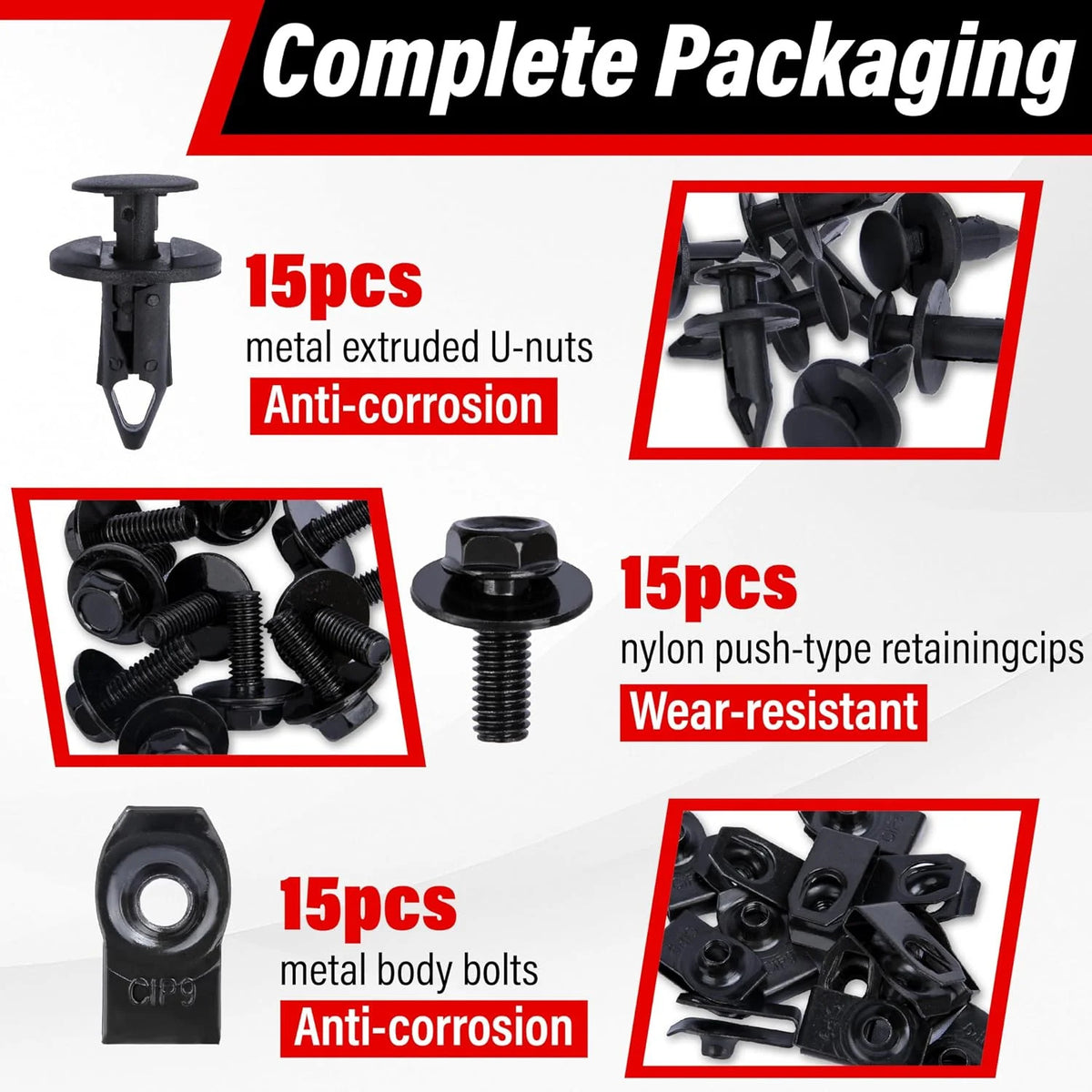 45PCS Vehicle Body Fastener Set for Engine Splash Shields & Bumpers