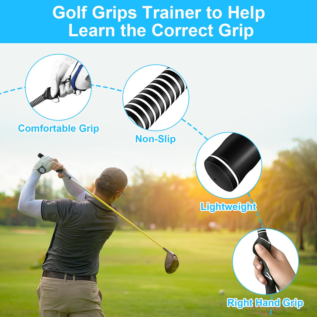 Golf Swing Training Grip | Right-Hand Practice Aid for Beginners & Pros