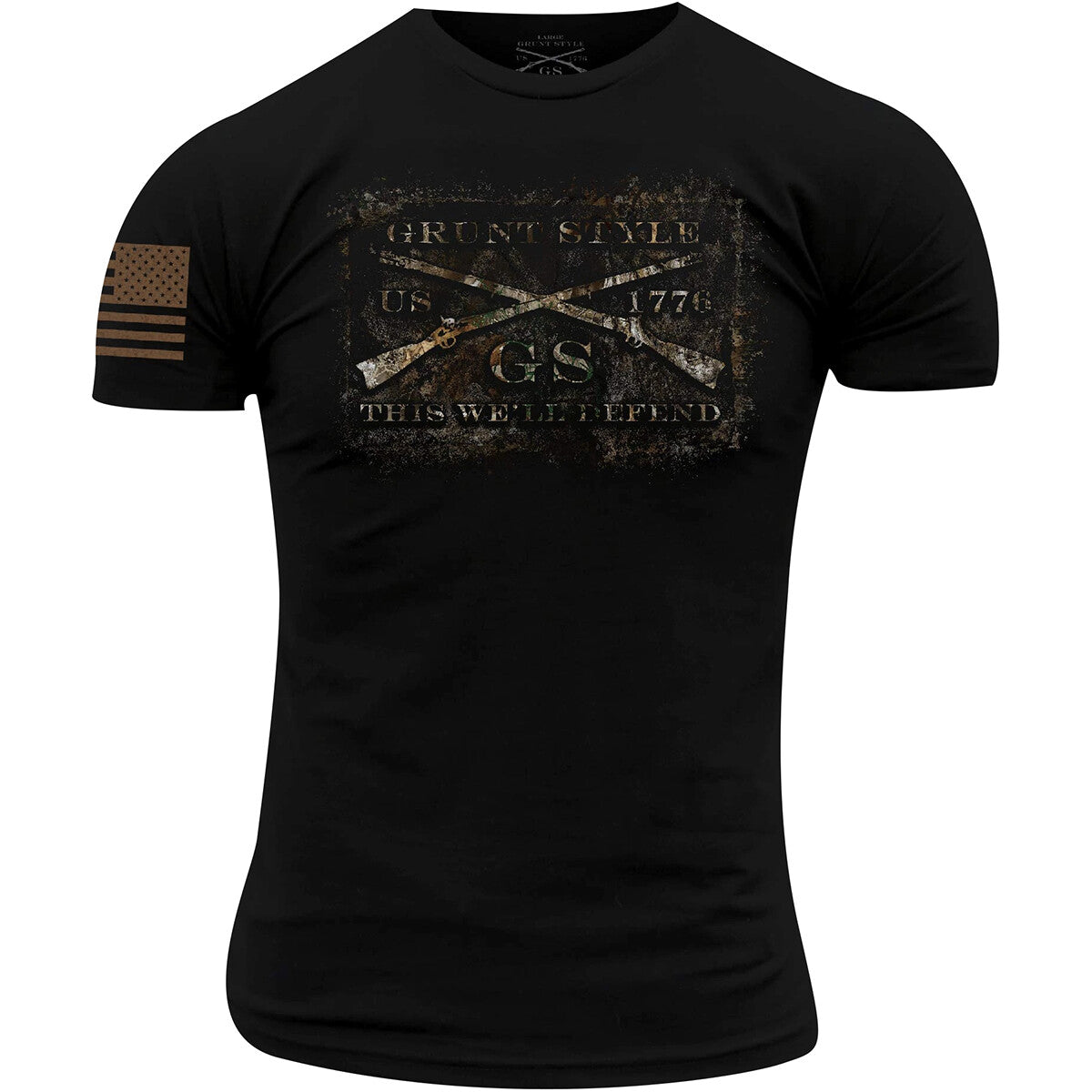Realtree Edge Full Grunt Style Logo T-Shirt Black - Men's Athletic Tee