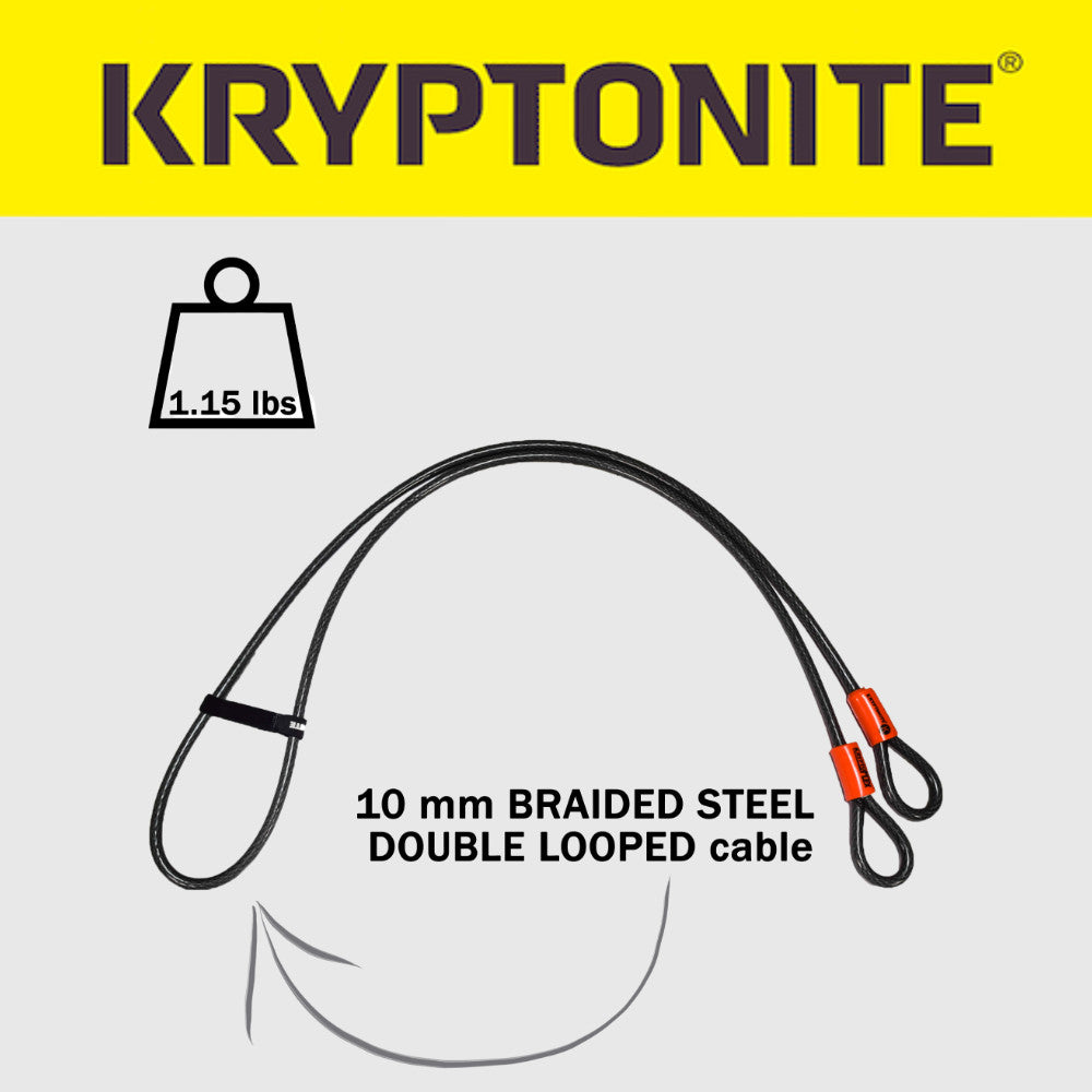 Kryptonite KryptoFlex 410 Double Loop Cable for Bike Locks, 4 ft, 10mm Braided Steel