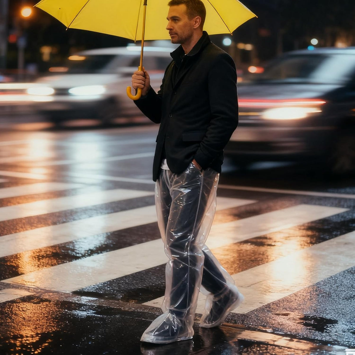 Disposable Waterproof Rain Pants Unisex Outdoor Long Tube Rainwear 4 Pack