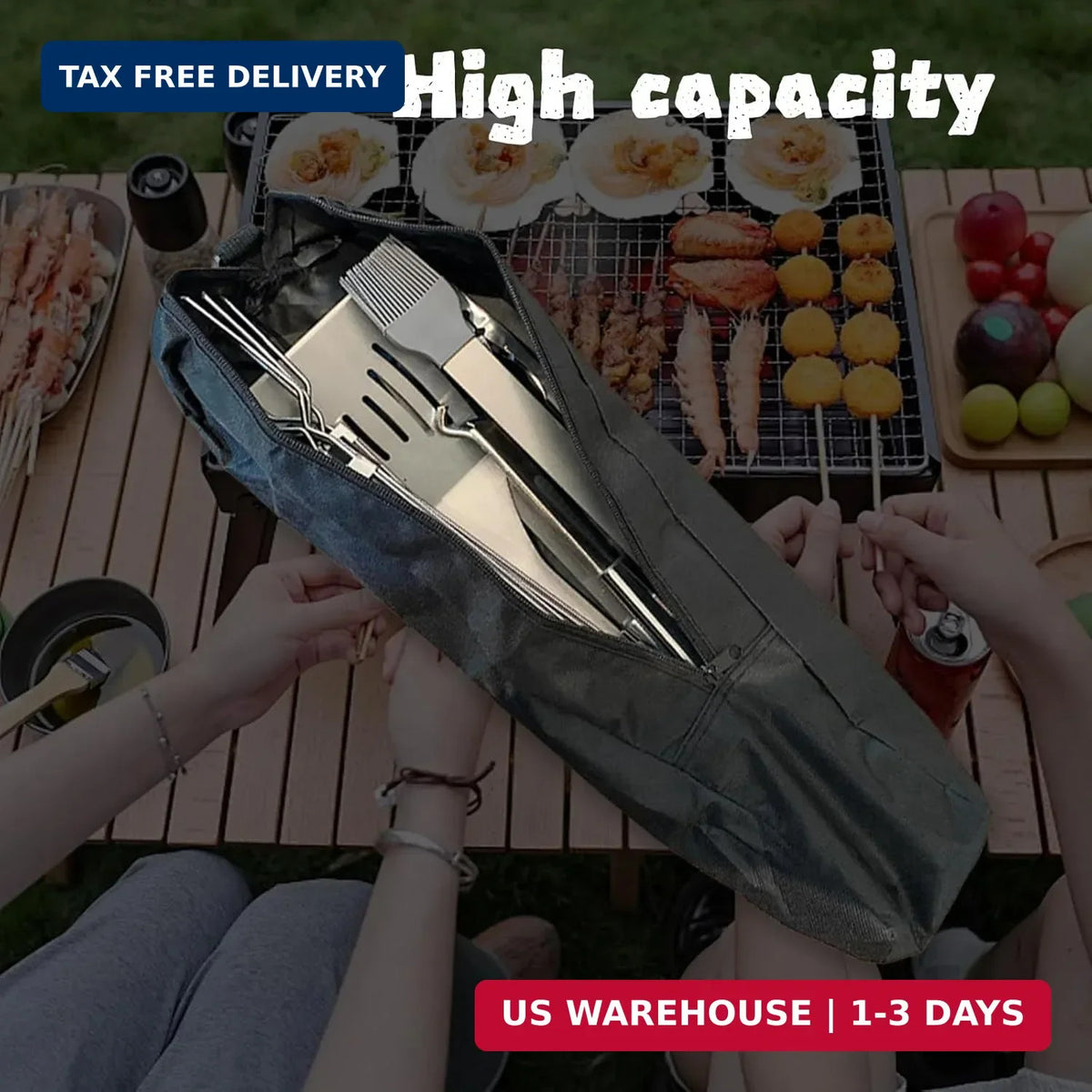 Outdoor Grill Tool Storage Bag with Handle for Camping & BBQ