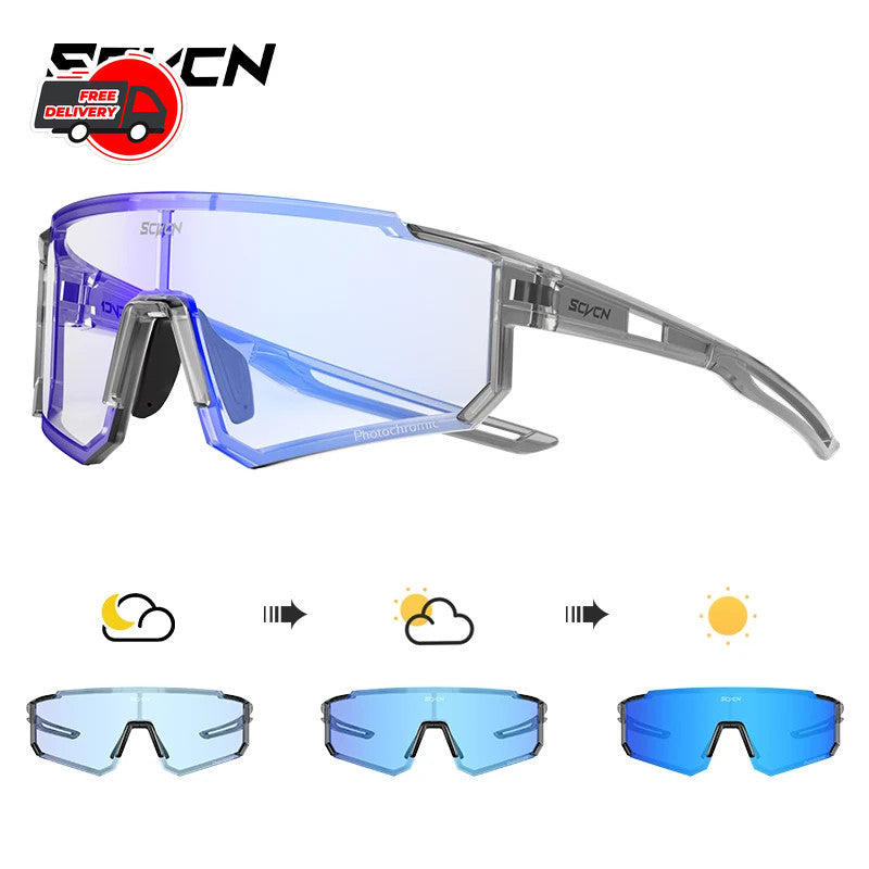 Photochromic Cycling Sunglasses UV400 Men Women UV Protection Bike Glasses