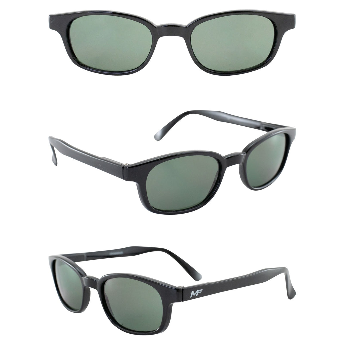 Motorcycle Sunglasses Black Frames Green Lenses UV400 Protection with Pouch